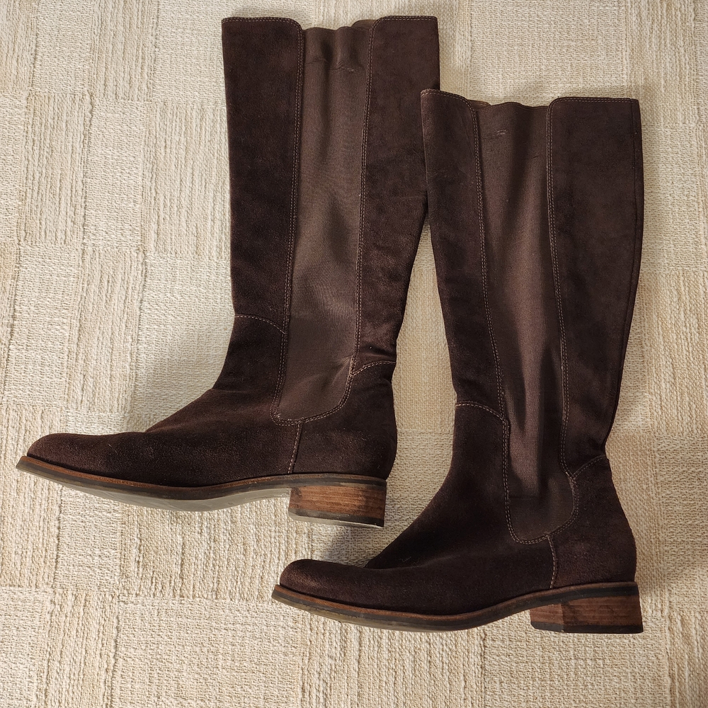 Cole Haan Dark Brown Suede Heeled Boots 7.5